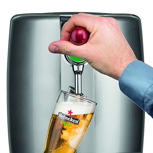 Krups BeerTender Silver et chrome, Machine à bière, Pression pour la maison, Tireuse à bière, Pompe à bière, Coffret 2 verres YY2931FD