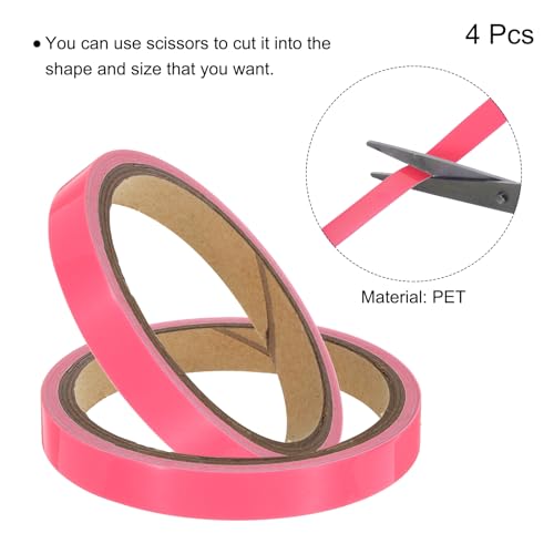 Image of uxcell 4Rolls Glow in The Dark Tape, 0.3 inch x 9.8 ft Fluorescent Adhesive Tape Luminous Tape for Stairs, Walls, Steps, Exit Sign, Home Decoration, Pink