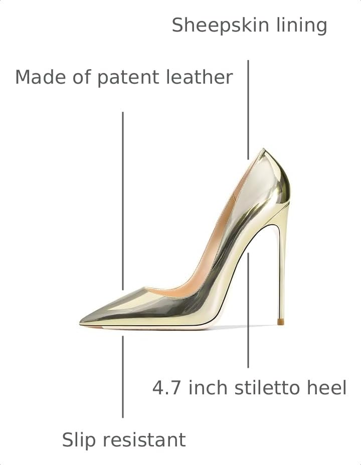 Image of Women's Pointed Toe Shallow Stiletto Heels 4.7 Inch Pumps Wedding Party Banquet Shoes