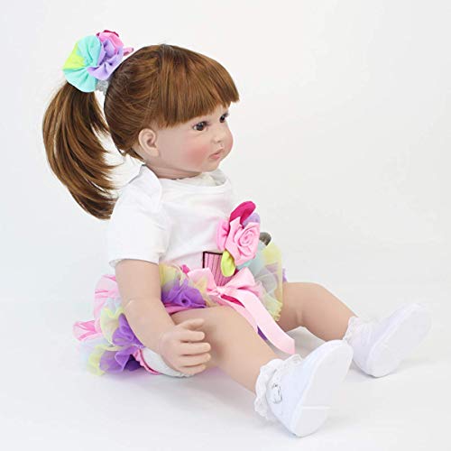 THj 24 Zoll 60cm Wirklich süße Prinzessin Reborn Kleinkind Mädchen Langes Haar Weiches Silikon Sammlerpuppen Echte… – Bild 8
