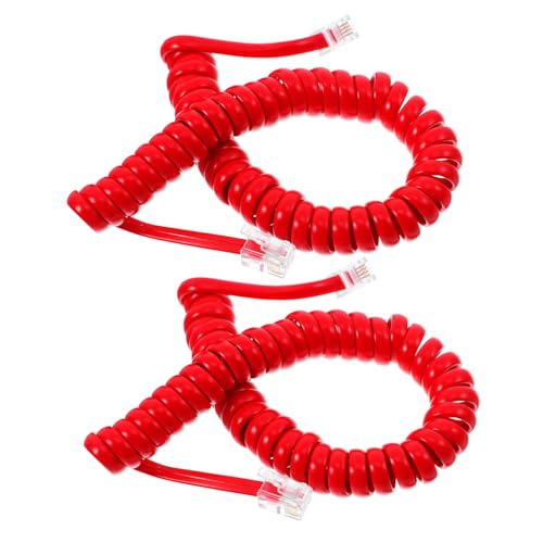 Hoement 2pezzi Cavo Telefonico a Molla Rosso Per Telefoni Fissi Casa Cordone Rigido Con Trasmissione Segnale Stabile e Installazione Facile Ricambio Compatibile Per Cornetta Landlines