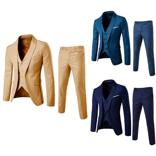 Suits for Men Wedding Suit Mens Formal Wear Ternos Elegantes para Hombre Vest Suit Set Men Young Mens Suits Slim Fit Men's Blazer D-Blue2