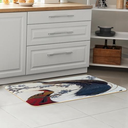 Tapis de cuisine antidérapant oiseau bleu rouge lot de 2 lavable - 7