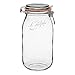 Le Parfait Super Jar - 2L French Glass Canning Jar w/Round Body, Airtight Rubber Seal & Glass Lid, 64oz/2 Quarts (Single Jar) Stainless Wire