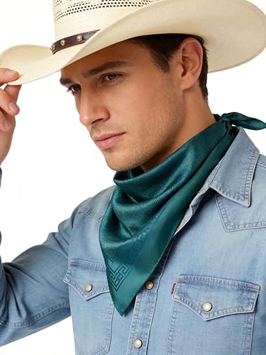 Image of 35 inch Men's Large Square Jacquard Scarf - Cowboy Wild Rugged Style, With Gift Packed