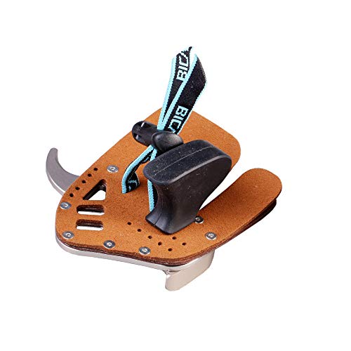 Bicaster Archery Finger Tab - Left Handed Genuine Leather + Aluminum Plate Adjustable For Recurve Bow (Medium, Silver) #TOP2