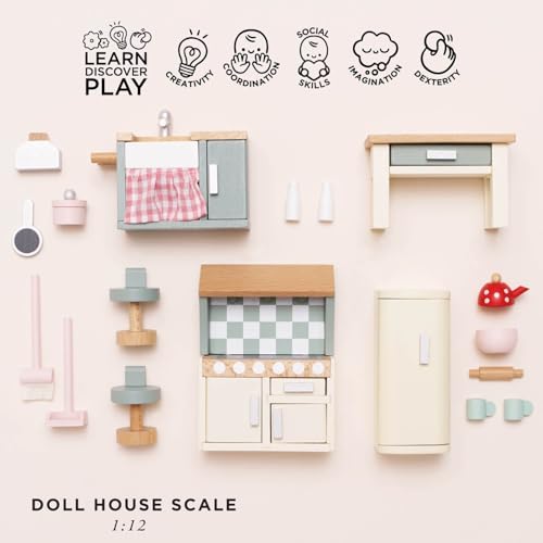 Cocina de Casa de Muñecas Le Toy Van de madera premium para juego educativo 4