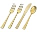 Adorn Plastic Silver cutlery 25 Servings Set | Includes 50 Gold forks, 25 Gold spoons, 25 Gold knives | 100 Count