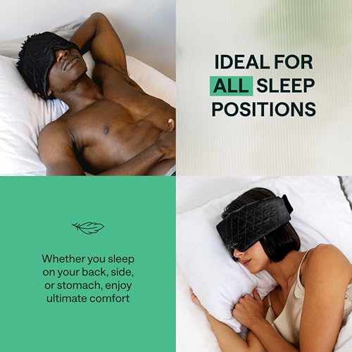 100% Mulberry Silk Sleep Mask for Women & Men - Black Blindfold Eye Cover with Adjustable Straps for Night Time Wrap - Sleep Headband for Washing Face - Blackout Eye Mask - Silk Hair Headband