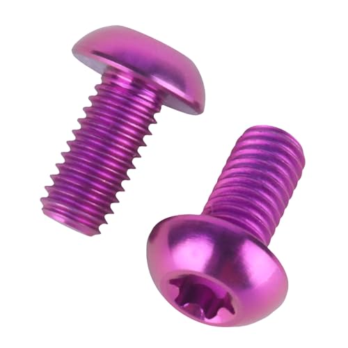 Image of 6PCS Titanium Bike Screw M5x10mm Bicycle Disc Brakes Rotor Bolts Torx T25 Head (Purple)