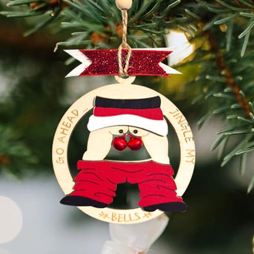 Funny Christmas Ornaments 2025 - White Elephant Gifts for Adults, Wooden Christmas Tree Hanging...