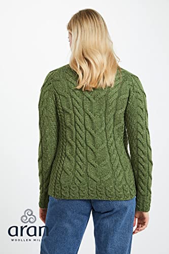 Image of Aran Woollen Mills - Carraig Donn Ladies Irish Multi Cabled Raglan Super Soft Merino Wool Sweater