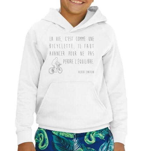 Sweat à capuche enfant Albert Einstein citation vêtement coton premium