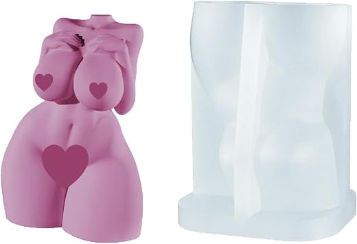 3D Female Naked Body Molds,1pcs Sexy Woman Torso Body Curvy Figure 3D Silicone Resin Mould,Candle Cake Candy Chocolate Soap DIY Making Molds,Gag Gift for Bachelor Party