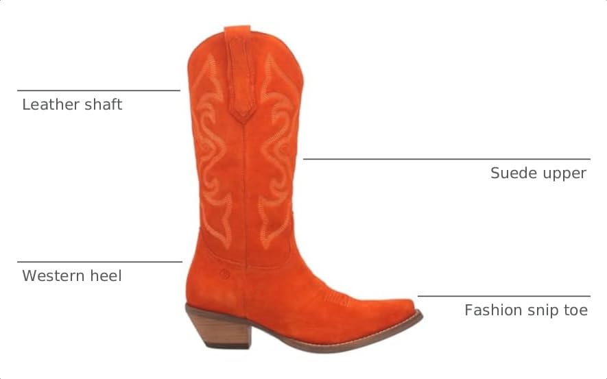 Image of Dingo Womens Out West Embroidered Snip Toe Casual Boots Mid Calf Mid Heel 2-3 inch