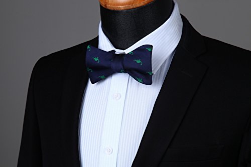 Image of HISDERN Bow Ties for Men Self Tie Animal Bowties Pocket Square Woven Silk Fun Bowtie Handkerchief Set for Wedding Party