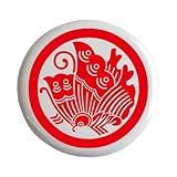 家紋缶バッジ「丸に揚羽蝶」【和風 和柄 かわいい プレゼント】 (白地×家紋色「赤」)