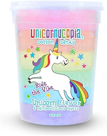 Unicornucopia 6 Flavor Rainbow Cotton Candy, Unicorn Party Favors, 3 oz
