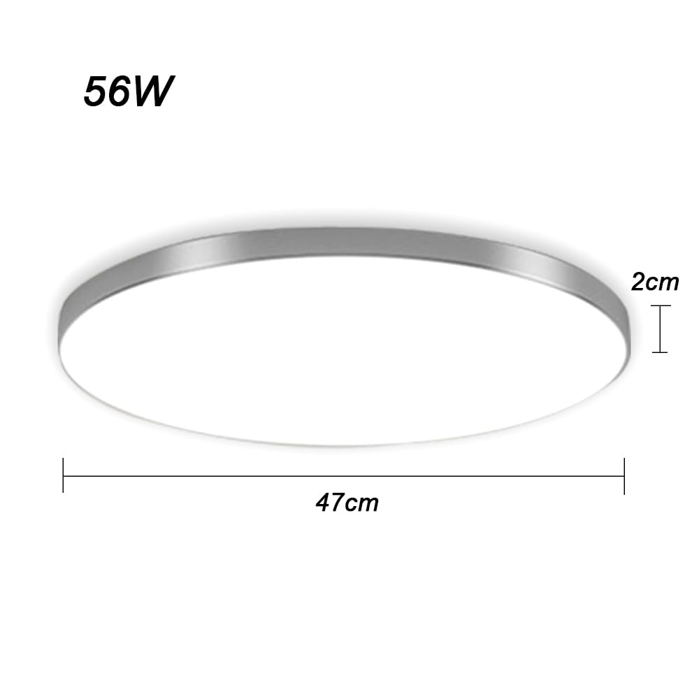 Mengjay LED Deckenleuchte Dimmbar,30W Deckenlampe Flach Rund,3000K/4000K/6000K 3Farben LED Lampen Deckenlampen,IP44 Wasserfest Badezimmer Lampe Küchenlampen,Modern Ultraslim Led Panel (Silber, 56W)