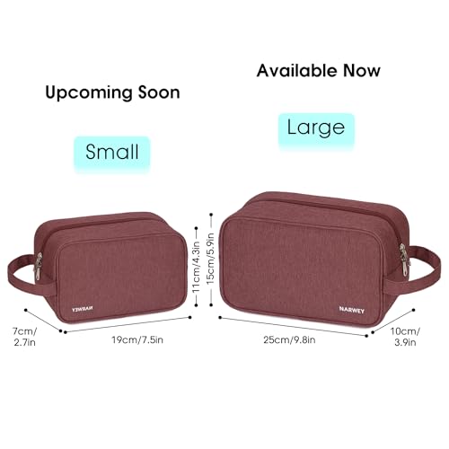Image of Narwey Travel Toiletry Bag for Women Traveling Dopp Kit Travel Bag for Toiletries Cosmetic Bag Makeup Bag Medicine Bag for Traveling (Jujube Red)