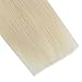 Ugeat Human Hair Tape in Extensions Platinum Blonde Real Hair Extensions Blonde Tape in Human Hair Straight Hair Extensions Skin Weft 18 inch 20pcs 50G