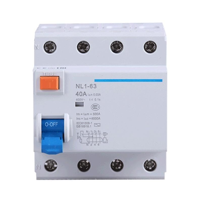 Disjoncteur de fuite 40A 30mA NL1-63 protection différentielle triphasée Type CA