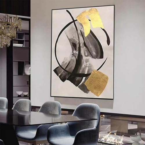 Tableau abstrait noir et or pour habiller un grand mur vide - 2