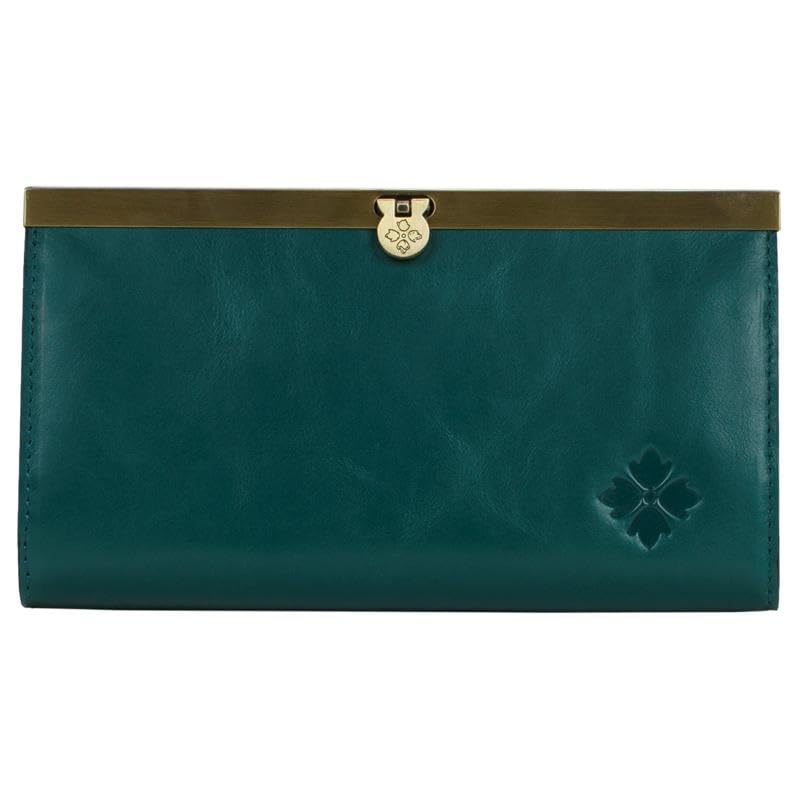Patricia Nash Cauchy Leather Bi-fold Wallet, RFID Protection, 10 Card Slots, 4 Bill Slots, Zipper Pocket, Grape Leaf Logo, Nylon Lined, 7.5x4.375 inch (Aqua Green)