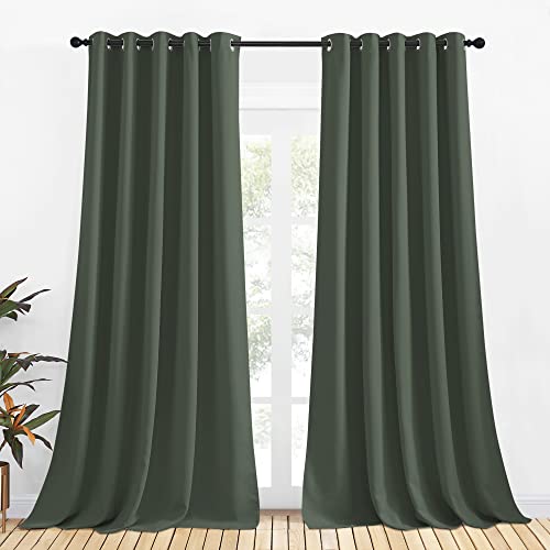 NICETOWN Room Darkening Draperies Window Curtain Panels, Dark Mallard, 2 Panels, W70 x L108 -inch, Thermal Insulated Grommet Room Darkening Curtains for Bedroom Dark Mallard 70"W x 108"L (Pa