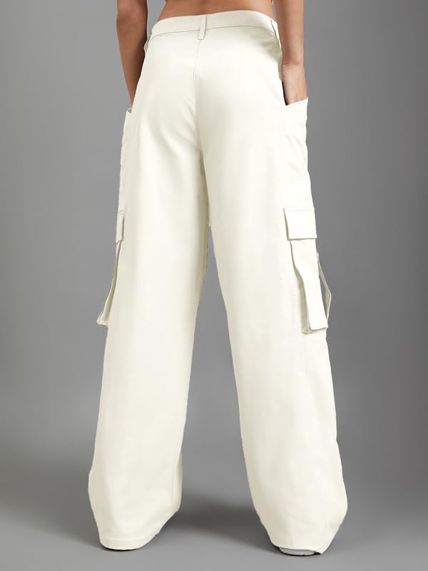 Image of GO COLORS Mostlysane Collection Polyester Cargo Pant for Women | Lightweight, Mid Rise, 4 Pockets
