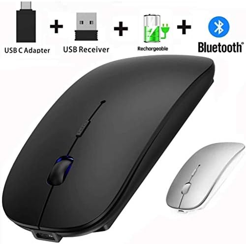 Rechargeable 2.4GHz Wireless Bluetooth Mouse, Wireless Mouse for MacBook Pro Mac Air,Blluetooth Mouse for ipad Notebook Tablet Computer (Black)