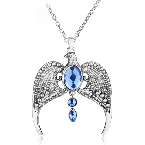XLTEAM Collier neutre pendentif Serdaigle perdu diadème Couronne Couronne Cristal bleu Couronne pendentif Magie École Chaîne Film Bijoux Réglable Cadeau Cadeaux D’anniversaire