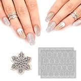 24 Piezas Juegos de uñas Postizas Navideñas,kit Incluye 2 hojas Pegamento Gelatina,Facilita aún más la Decoración de uñas de Arte,Elección Perfecta para la Decoración Navideña (Copos de nieve dorados)