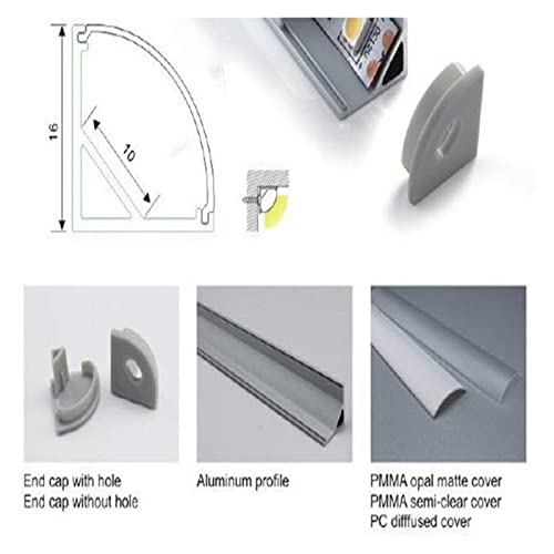Cubierta transparente de perfil LED de 1 m compatible con tiras de esquina de 10 mm 7