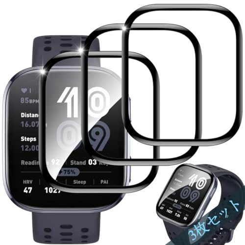 �Ή� Amazfit Bip6 �t�B���� 3���Z�b�g PET������ �S�ʕی� �p Amazfit Bip 6 �t���ی�t�B���� �������� �ϏՌ� ���h�~ �����ߗ� �����z�� �w��h�~ �C�A�[�� �^�b�`���x �Y�f�@��