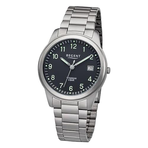 Regent Herren Analog Quarz Uhr mit Titan Armband 11090362