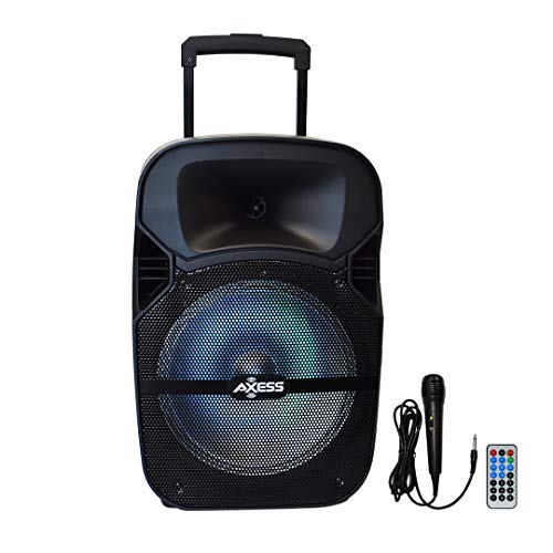 Axess PABT6007 Bluetooth Trolley PA Loud Speaker, Party Speaker Disco Lights, Bass-Treble Control