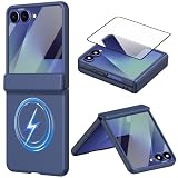 Custodia protettiva per lo schermo del Samsung Galaxy Z Flip7, compatibile con Magnetized Ring, Protezione per cerniera, cover magnetica in silicone per Samsung Z Flip 7-Blu