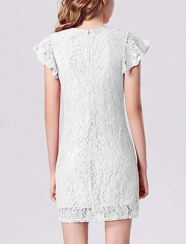 Mebius Girls Floral Lace Bodycon Dress Ruffle Sleeve Pencil Formal Dresses Special Occasion Party Birthday 6-12Y3