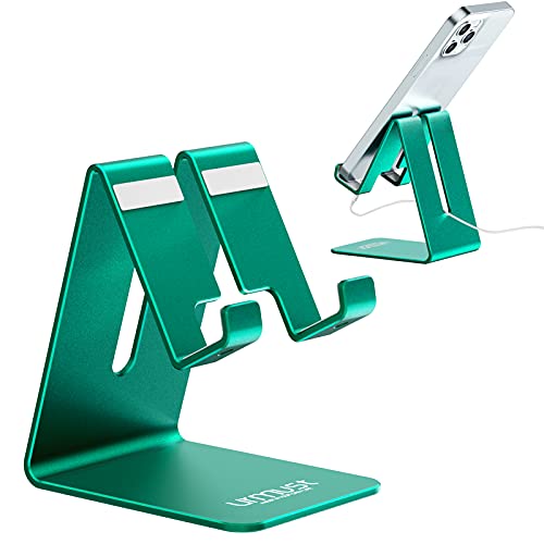 Urmust Handy-Ständer für Schreibtisch, Handyhalterung, Dock-Wiege, Ständer für iPhone 14, 13, 12, 11 Pro Max X Xr 8 Plus 7, 6, Schalter, iPad, Tablet (10,2-25,4 cm) [2021 aktualisierte Version ] Grün Cover
