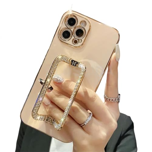 Coque iPhone 12 protection anti-chute avec support de téléphone portable or