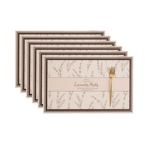 Image of YELONA Leather Dining Table Placemats Set of 6 - Waterproof, Heat Resistant, Anti-Slip, Easy to Clean Table Mats for Dining Table, Kitchen & Home Decor (Cotton Candy, 40 x 30 cm)