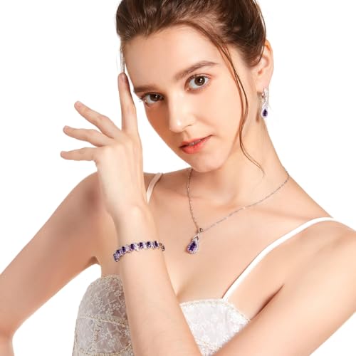 Image of LMXXVJ Fashion Tennis Bracelet Created Emerald White Gold Plated Charm Bracelet Gifts Jewelry for Women
