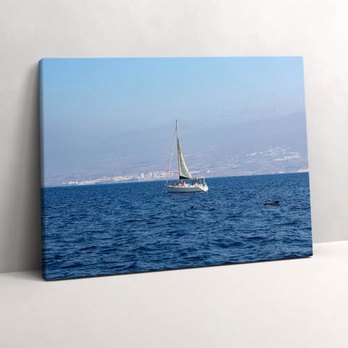 Murale d'art 80x60cm avec yacht de Tenerife pour décoration murale moderne