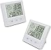 Upworld Lot de 2 mini thermomètres-hygromètres numériques d'intérieur avec affichage de l'heure pour la maison, le bureau, la salle de soins, etc. (piles incluses)