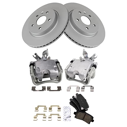 Image of TRQ Rear Brake Pad and Rotor Set Ceramic Vented Coated Rotors Calipers | For 2013-2016 Buick LaCrosse 2011-2016 Regal 2014-2019 Chevrolet Impala 2013 Malibu
