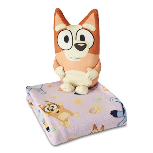 Northwest Bluey Sweet Sticker Fun Hugger Pillow & Silk Touch Throw Blanket Set Stuffed Animal 50x60 inch Blanket and 11 inch Plushie