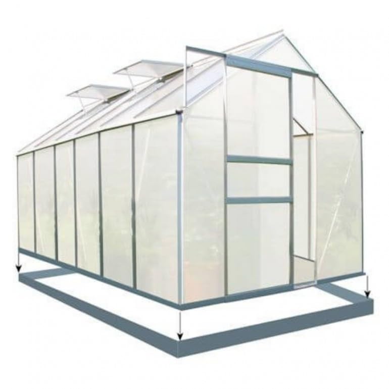 Serre en polycarbonate alvéolaire 6 mm, Ezooza Oslo, 190 x 380 cm, avec fondation