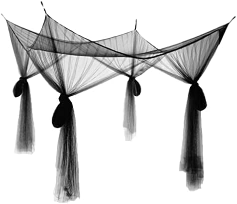 Mosquito Net for Bed 4 Corner Post Bed Canopy Curtain Bed Netting Canopy Single Twin Beds Mosquito Net Camping (Black)