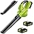Leaf Blower Cordless with 2 Battery and Charger, 160MPH 180CFM High Speed Leaf Blower with 2 Tubes, 20V Electric Leaf Cleaner, Lightweight Handheld Small Blower for Patio, Garden, House, Depot, Green